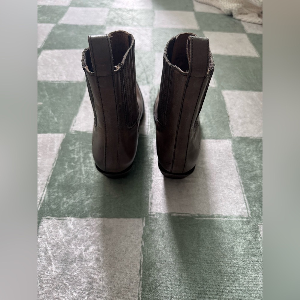 Frye Gray Leather Distressed Ankle Boots - Picture 4 of 12